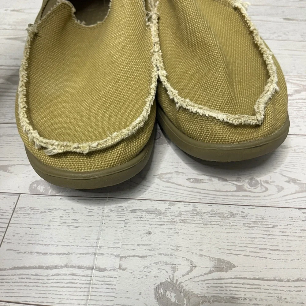 Crocs Santa Cruz Mens Canvas Loafers Khaki Tan Slip On Shoes 10128 Size 8